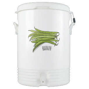 Green beans cartoon illustration beverage cooler