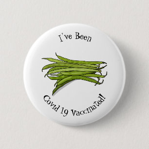 Green beans cartoon illustration button