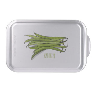 Green beans cartoon illustration cake pan