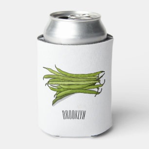 Green beans cartoon illustration can cooler