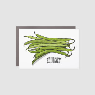 Green beans cartoon illustration  car magnet