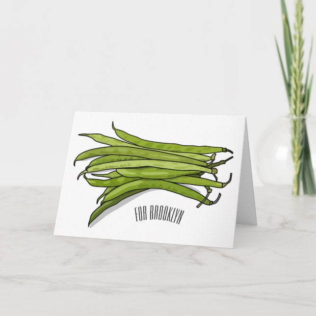 Green beans cartoon illustration  card (Front)