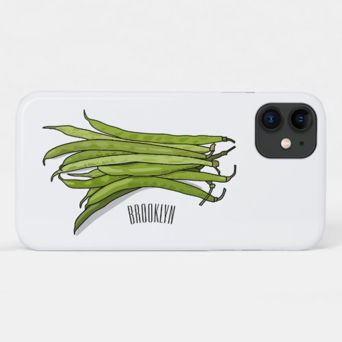 Green beans cartoon illustration  iPhone 11 case