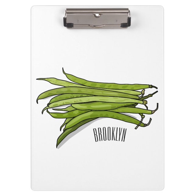 Green beans cartoon illustration  clipboard (Front)