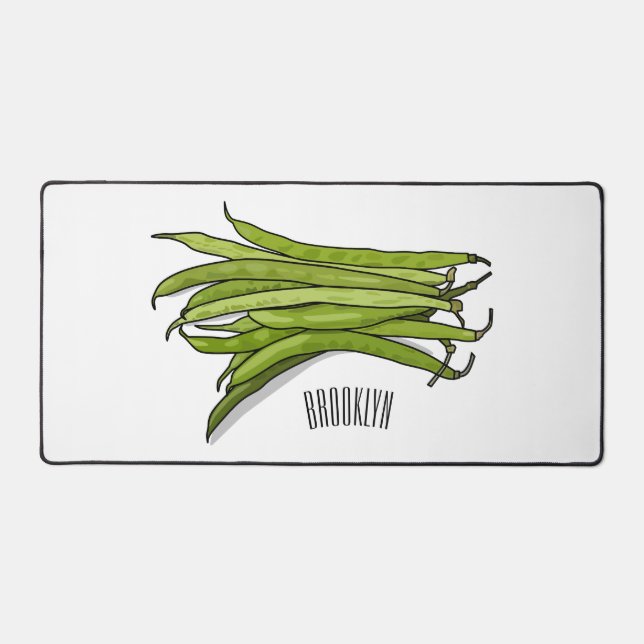 Green beans cartoon illustration  desk mat (Front)