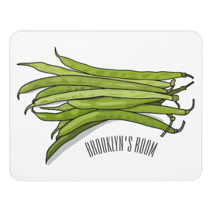 Green beans cartoon illustration door sign