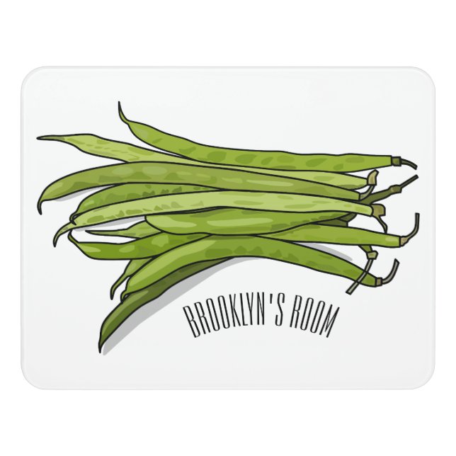 Green beans cartoon illustration  door sign (Contemporary Front)