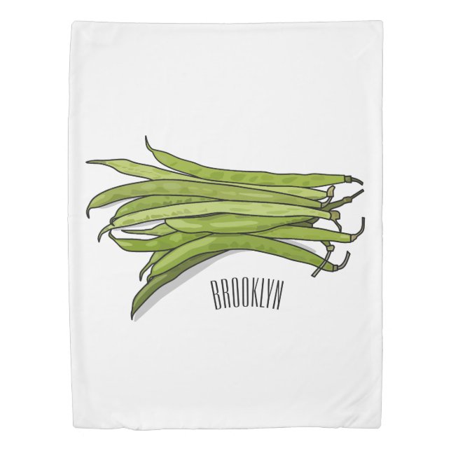 Green beans cartoon illustration  duvet cover (Front)