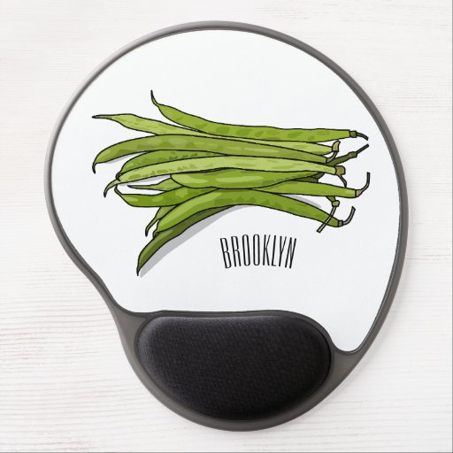 Green beans cartoon illustration  gel mouse pad