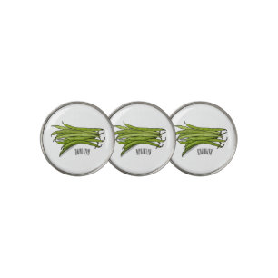 Green beans cartoon illustration golf ball marker