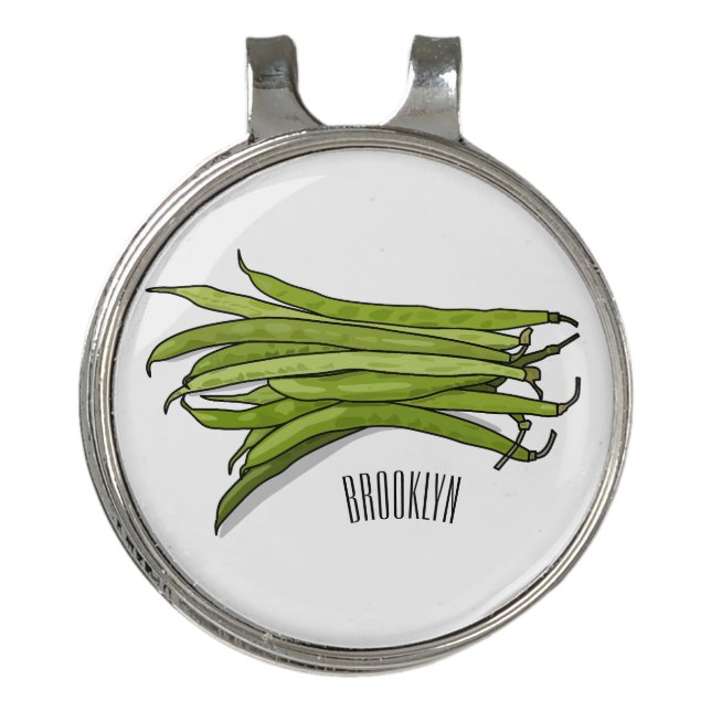 Green beans cartoon illustration  golf hat clip (Front)