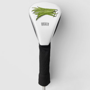 Green beans cartoon illustration golf head cover