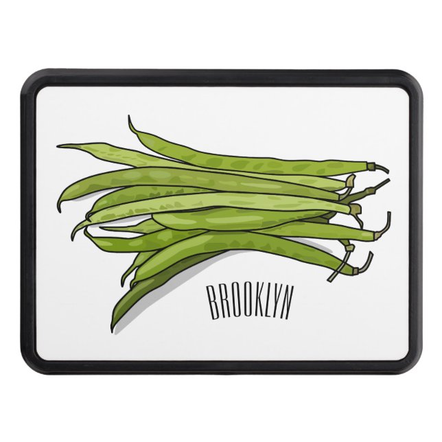 Green beans cartoon illustration  hitch cover (Front)