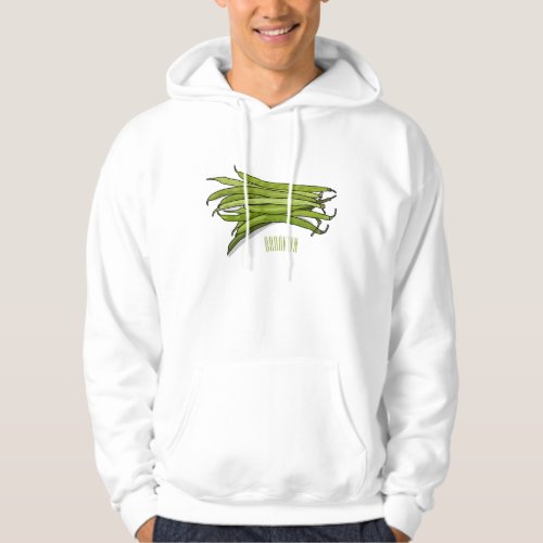 Green beans cartoon illustration  hoodie