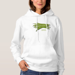Green beans cartoon illustration  hoodie