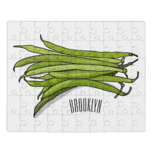 Green beans cartoon illustration  jigsaw puzzle