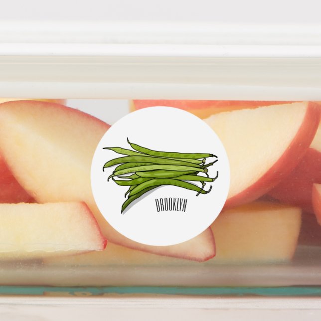 Green beans cartoon illustration  labels (Affixed)