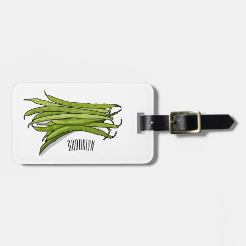 Green beans cartoon illustration luggage tag