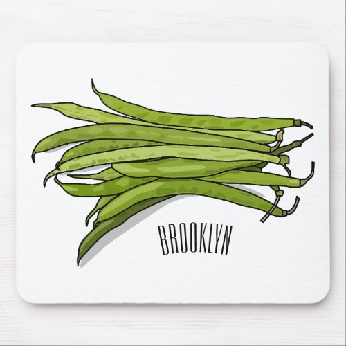 Green beans cartoon illustration  mouse pad