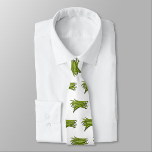 Green beans cartoon illustration neck tie