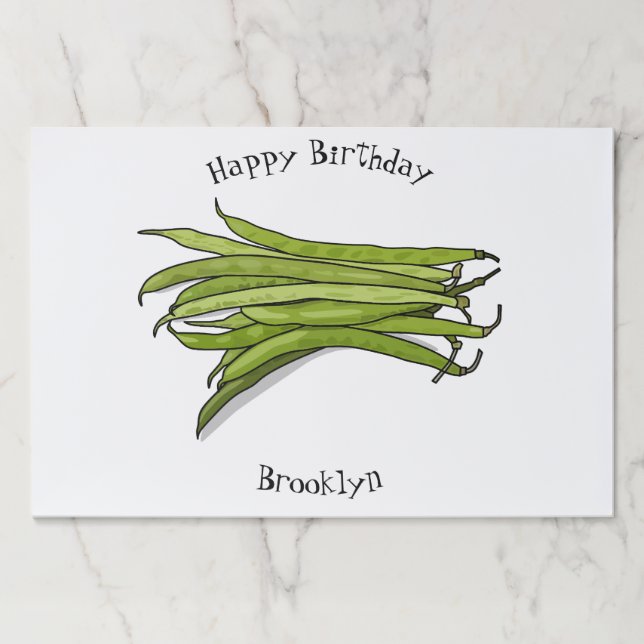 Green beans cartoon illustration paper pad (Front)