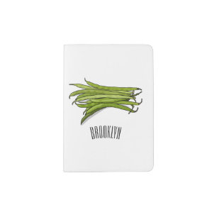 Green beans cartoon illustration passport holder