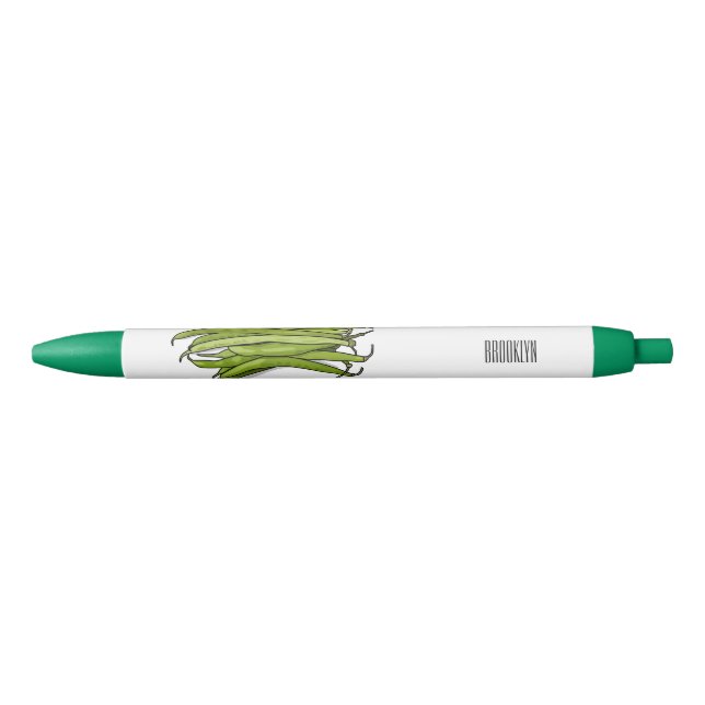 Green beans cartoon illustration  pen (Front)