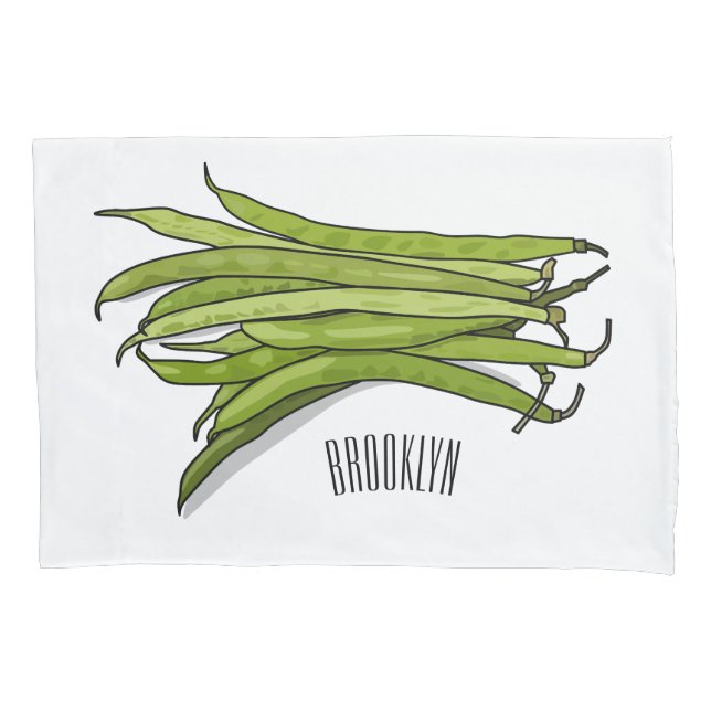 Green beans cartoon illustration  pillow case (Front)