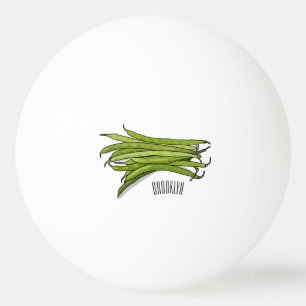Green beans cartoon illustration  ping pong ball