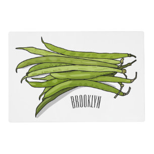 Green beans cartoon illustration placemat