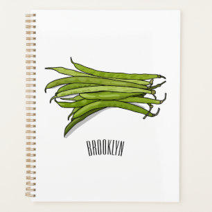 Green beans cartoon illustration  planner