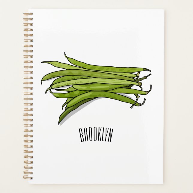 Green beans cartoon illustration  planner (Front)