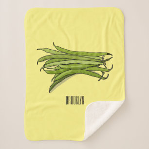 Green beans cartoon illustration sherpa blanket