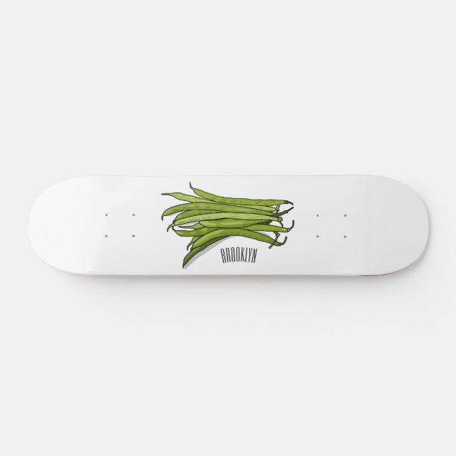 Green beans cartoon illustration  skateboard (Horz)