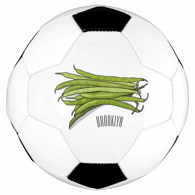 Green beans cartoon illustration  soccer ball (Front)
