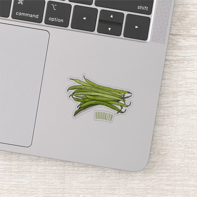 Green beans cartoon illustration  sticker (Detail)