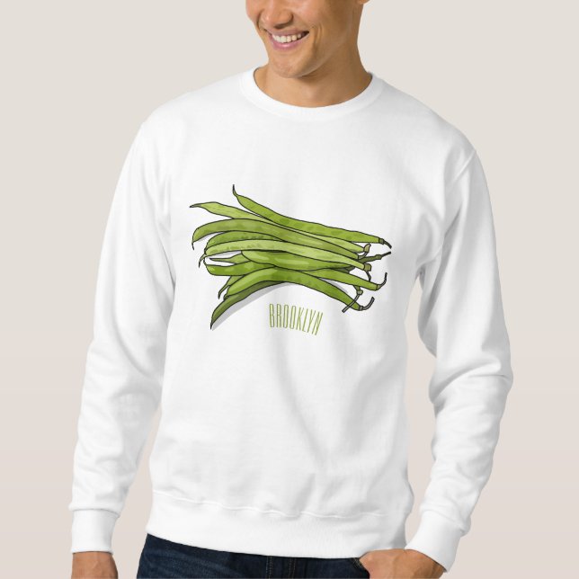 Green beans cartoon illustration  sweatshirt (Front)