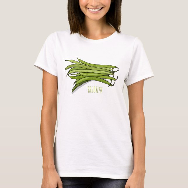 Green beans cartoon illustration  T-Shirt (Front)