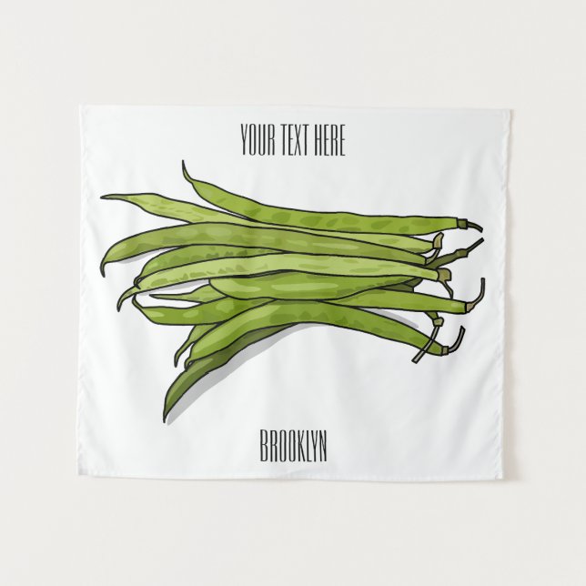 Green beans cartoon illustration  tapestry (Front (Horizontal))