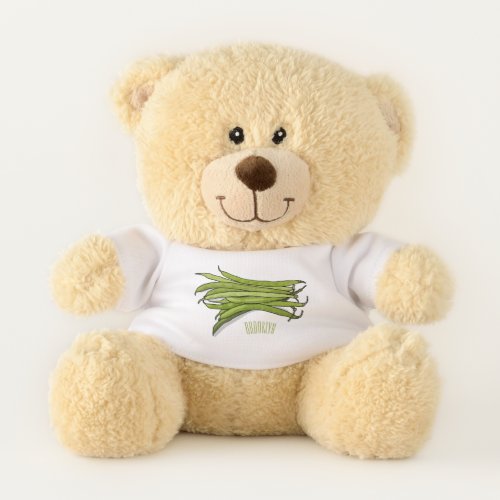 Green beans cartoon illustration  teddy bear