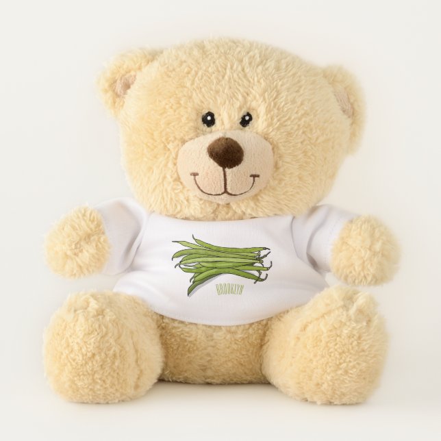 Green beans cartoon illustration  teddy bear (Front)