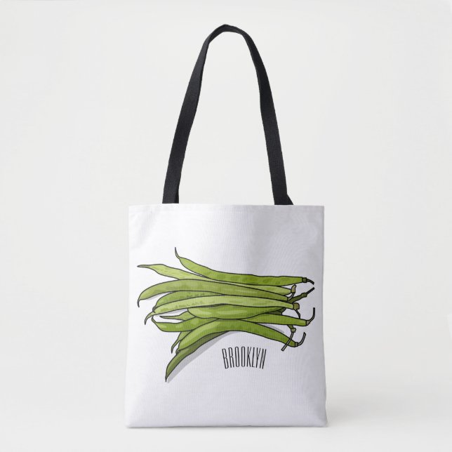 Green beans cartoon illustration  tote bag (Front)