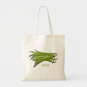 Green beans cartoon illustration tote bag