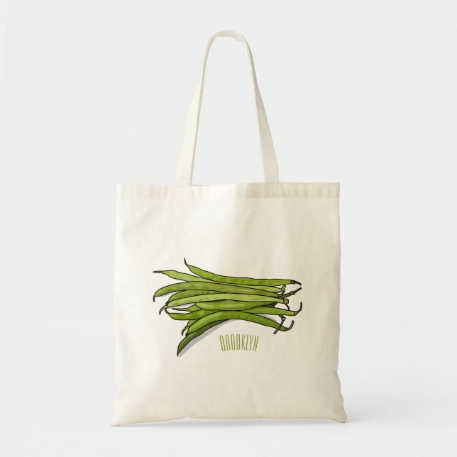 Green beans cartoon illustration  tote bag (Front)