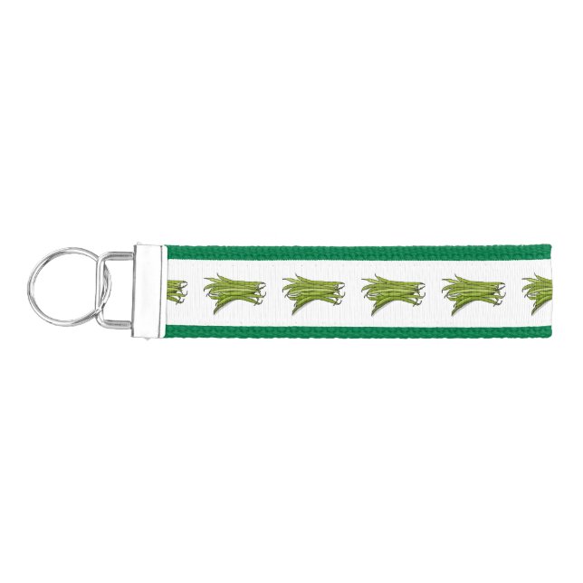 Green beans cartoon illustration  wrist keychain (Keys on Left)