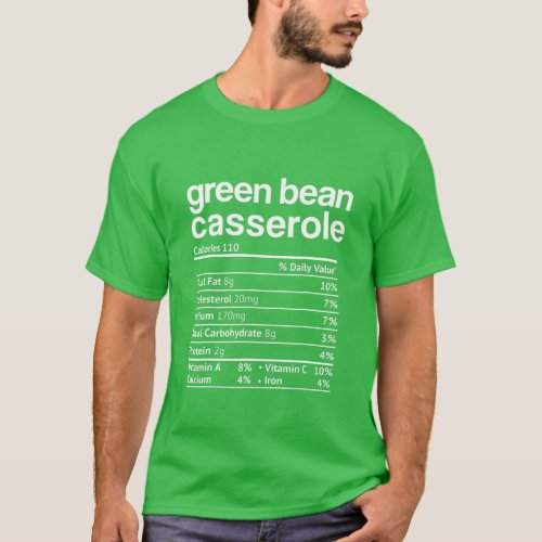 Green Beans Casserole Nutrition Facts Funny Thanks T_Shirt