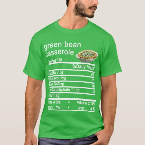 green beans casserole Nutrition Facts Thanksgiving T_Shirt
