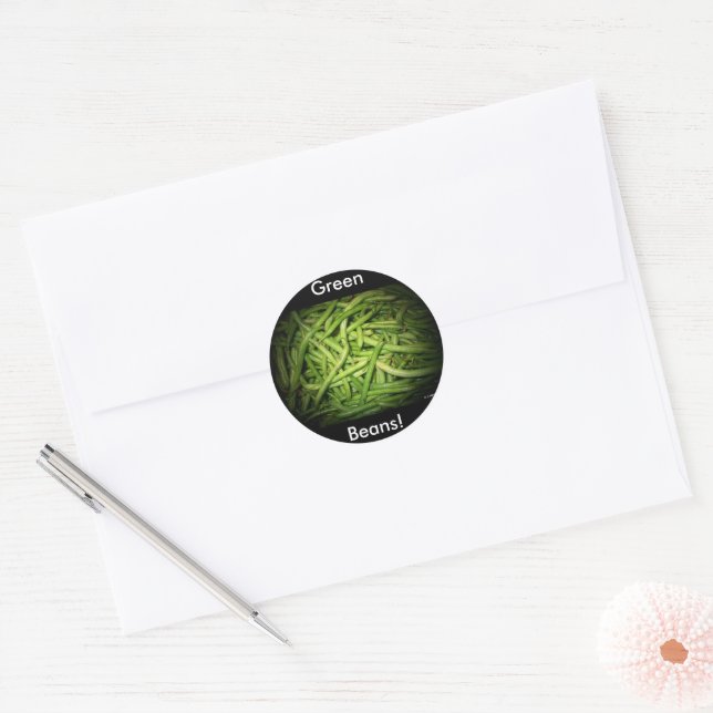 Green Beans in Spotlight Classic Round Sticker (Envelope)