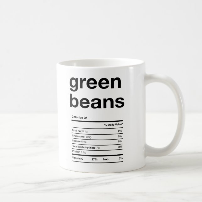 Green Beans Nutrition Information Facts Coffee Mug (Right)