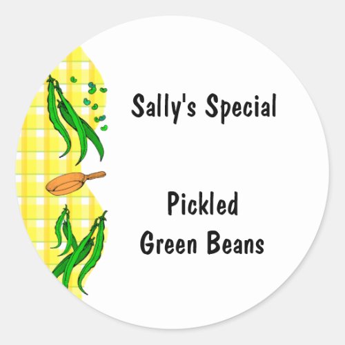 Green Beans Yellow Checks Custom Canning Labels